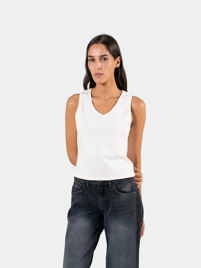 RELAXED V-NECK TANK TOP OFF-WHITE 4