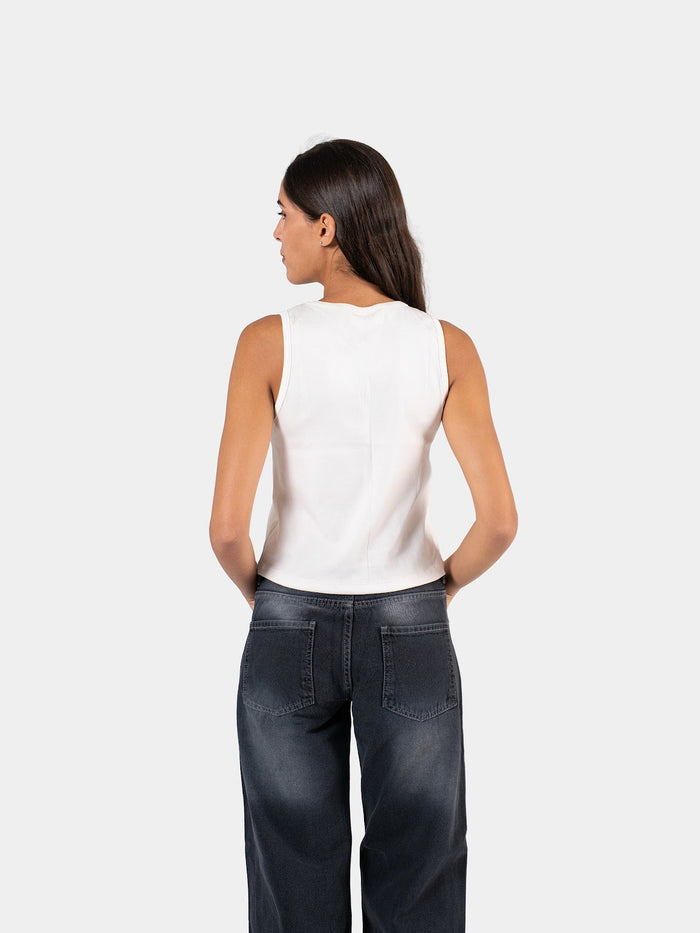RELAXED V-NECK TANK TOP OFF-WHITE 3