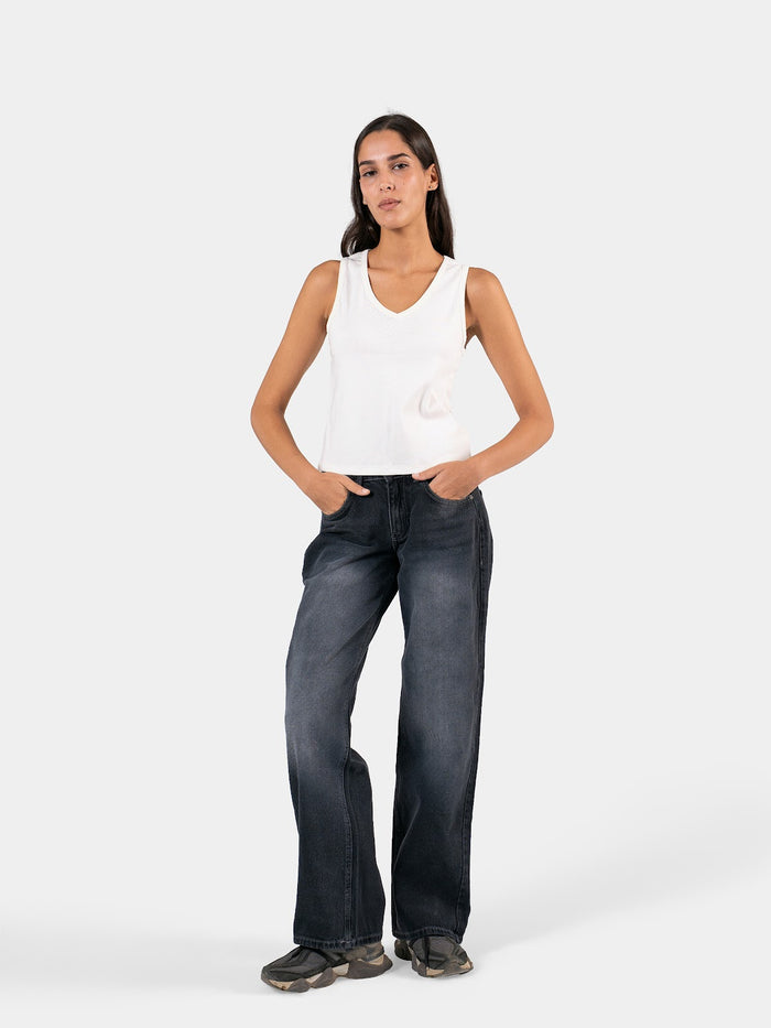 RELAXED V-NECK TANK TOP OFF-WHITE 1