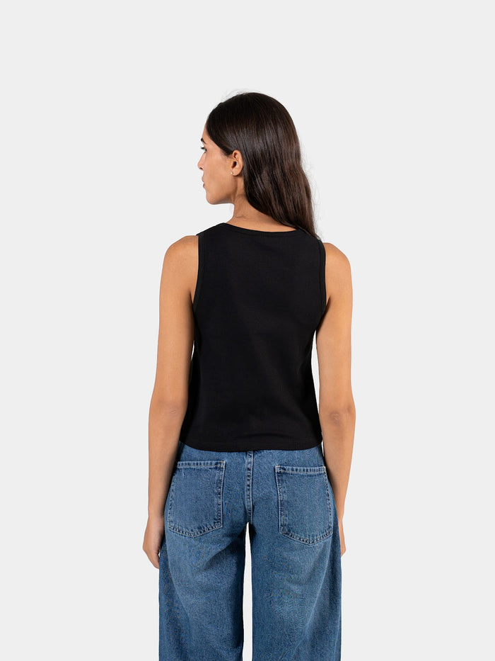 RELAXED V-NECK TANK TOP BLACK 3