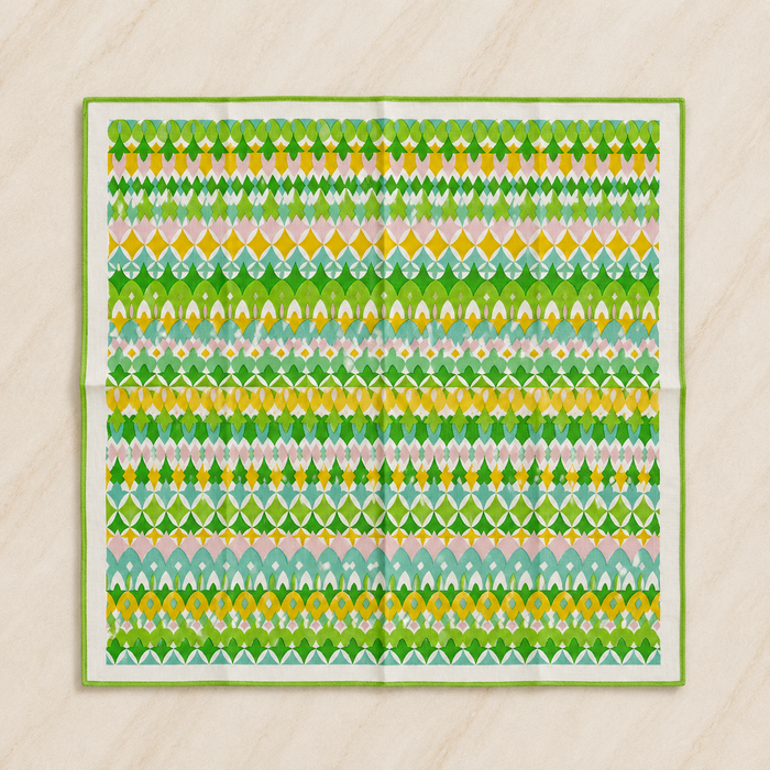 Retro Green Geometric Print Scarf