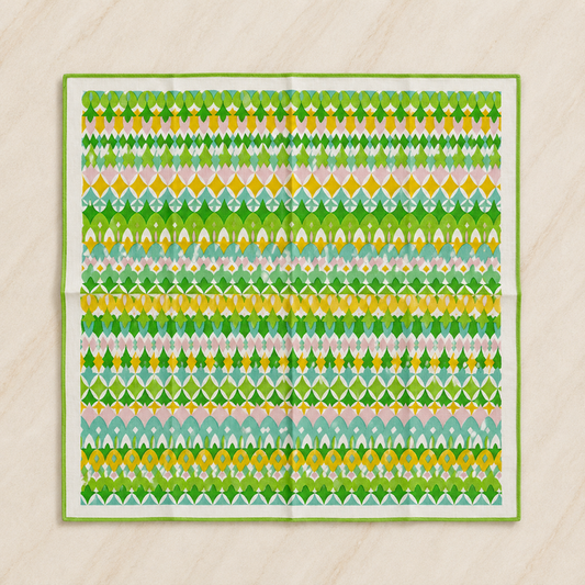 Retro Green Geometric Print Scarf