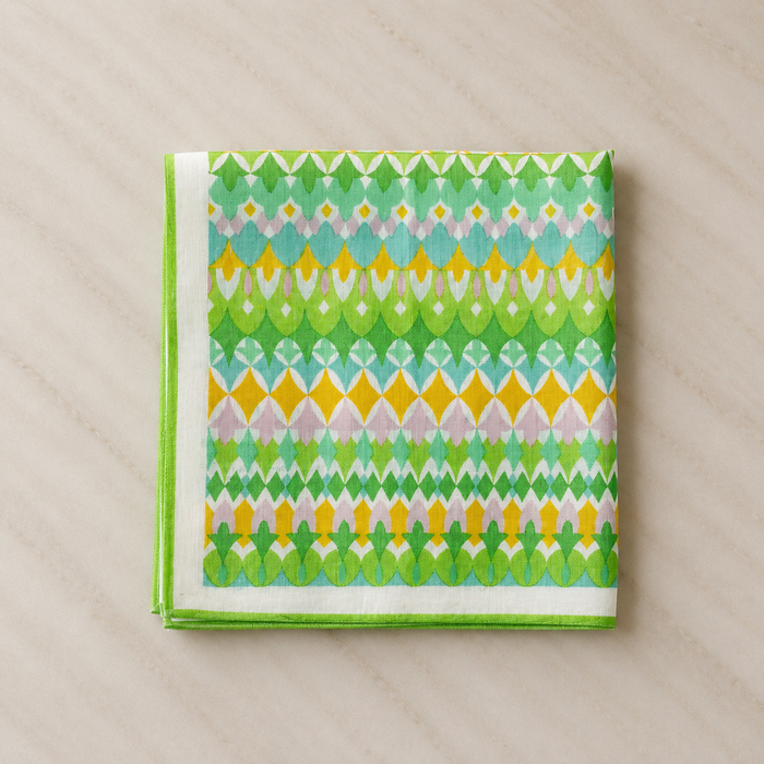 Retro Green Geometric Print Scarf