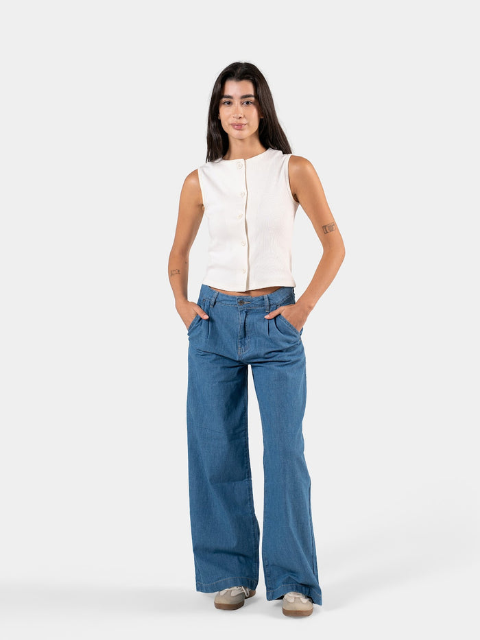 RIBBED BUTTON TANK OFF-WHITE 2