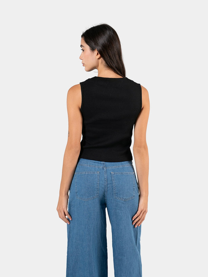 RIBBED BUTTON TANK BLACK 5