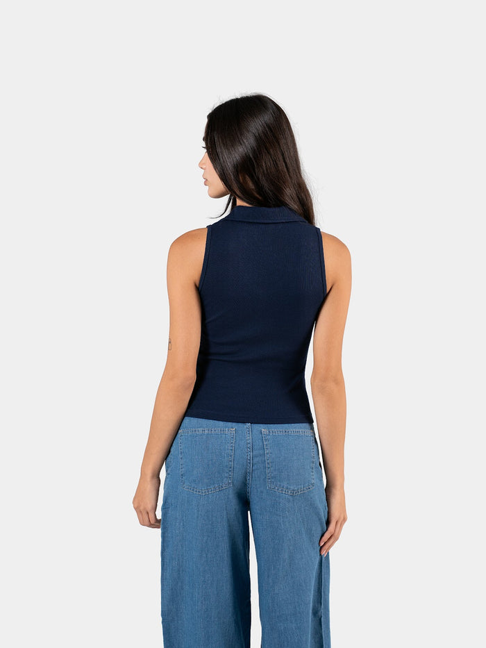 RIBBED COLLARED TANK TOP NAVY 4