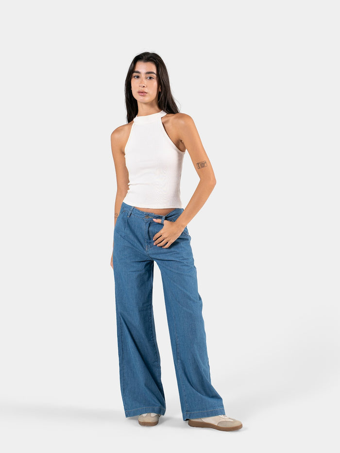 RIBBED HALTER TOP OFF-WHITE 1