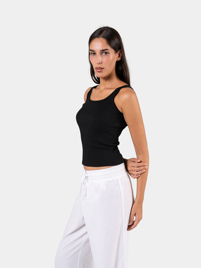 RIBBED SPAGHETTI STRAP BLACK 2
