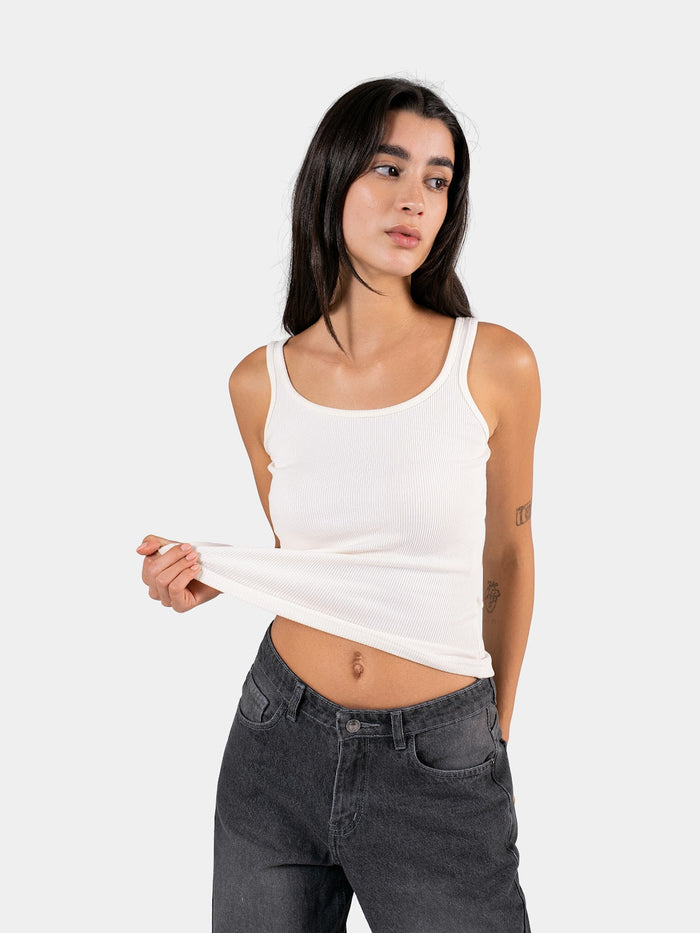 RIBBED SPAGHETTI STRAP OFF-WHITE 6