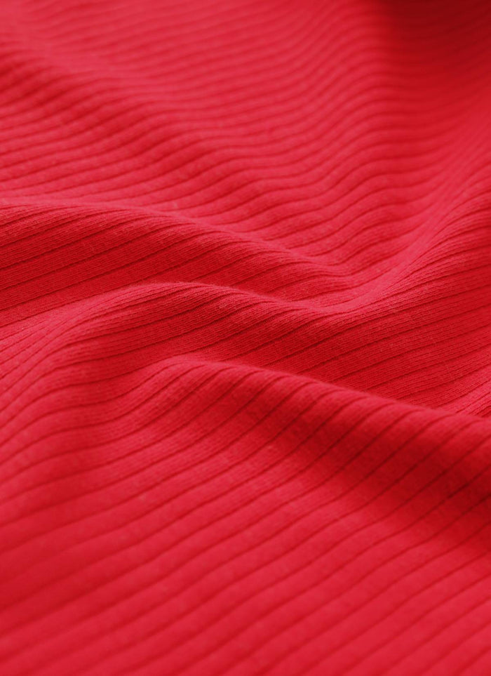 CRZ YOGA Women Longline U Neck Medium Impact Ribbed Sports Bras Deep Red