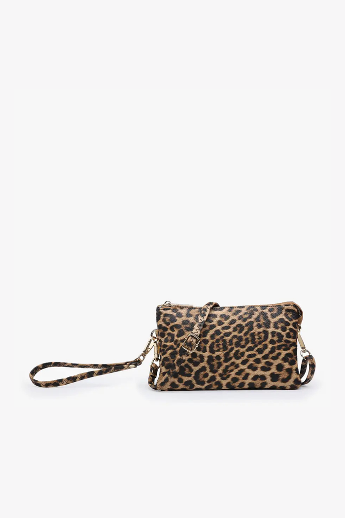 Riley Monogrammable 3-Compartment Crossbody & Wristlet in Leopard Print