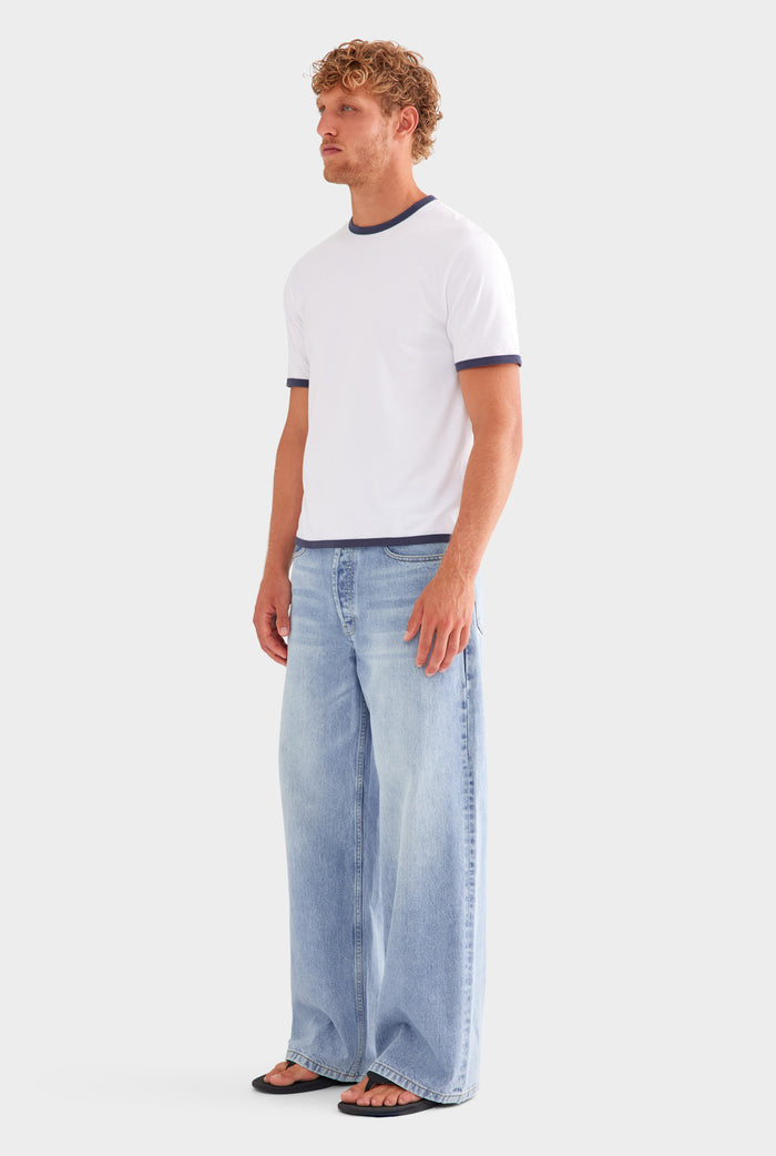 Ringer T-Shirt - White/Navy
