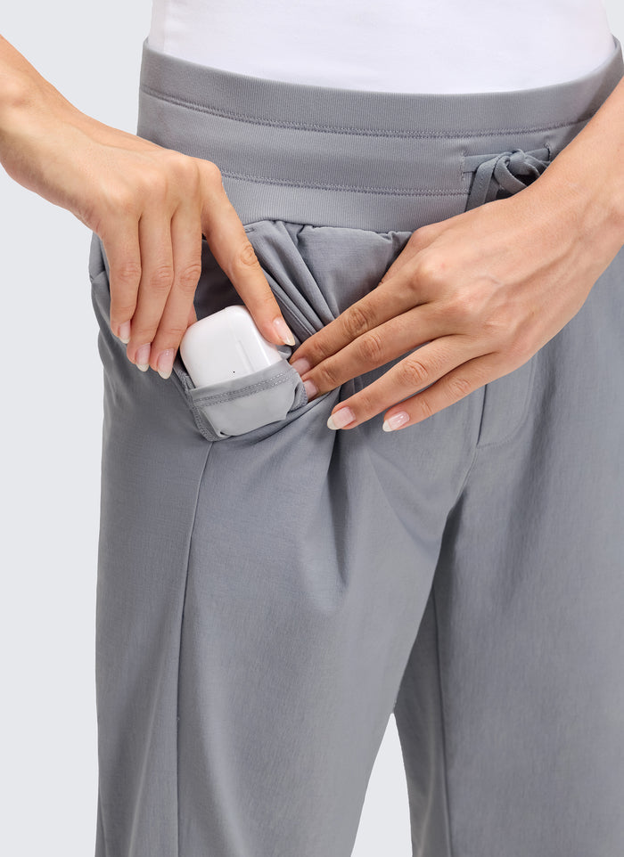 CRZ YOGA Women's Hiking Casual Relaxed Fit Ripstop Jogger Pockets 28'' Rhino Grey