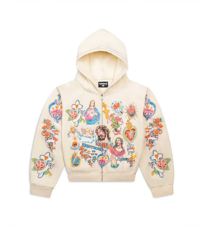 Righteous - Risen King Zip Up Hoodie - Cream - Clique Apparel