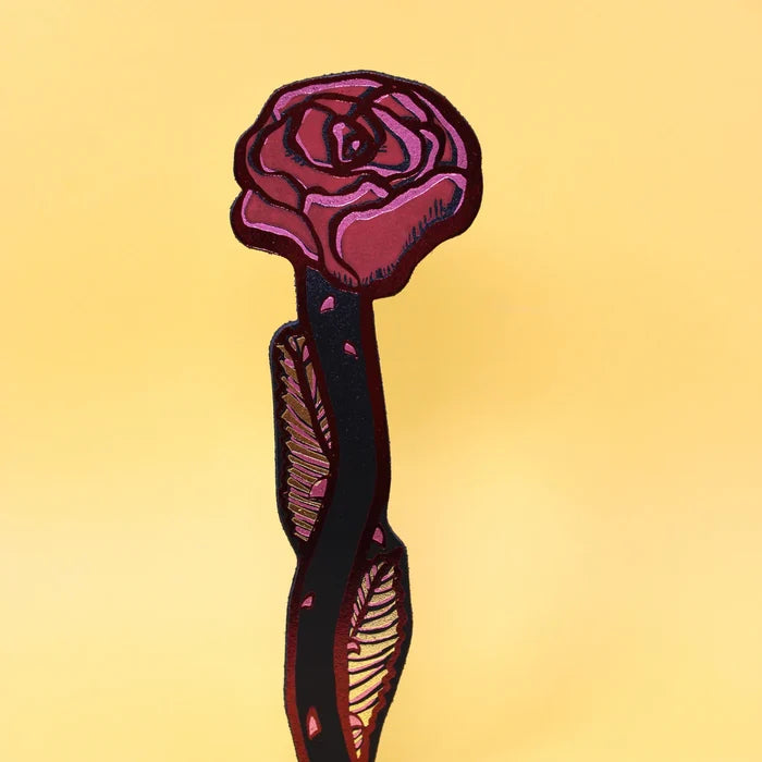 Rose Leather Bookmark