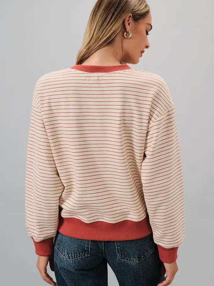 Round Neck Long Sleeve Stripe Sweatshirt