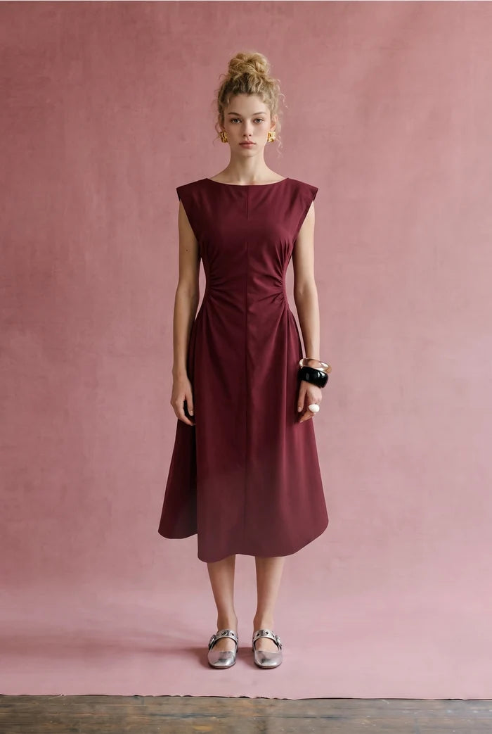 Ruched Waist Midi Dress | 2 Colors Available