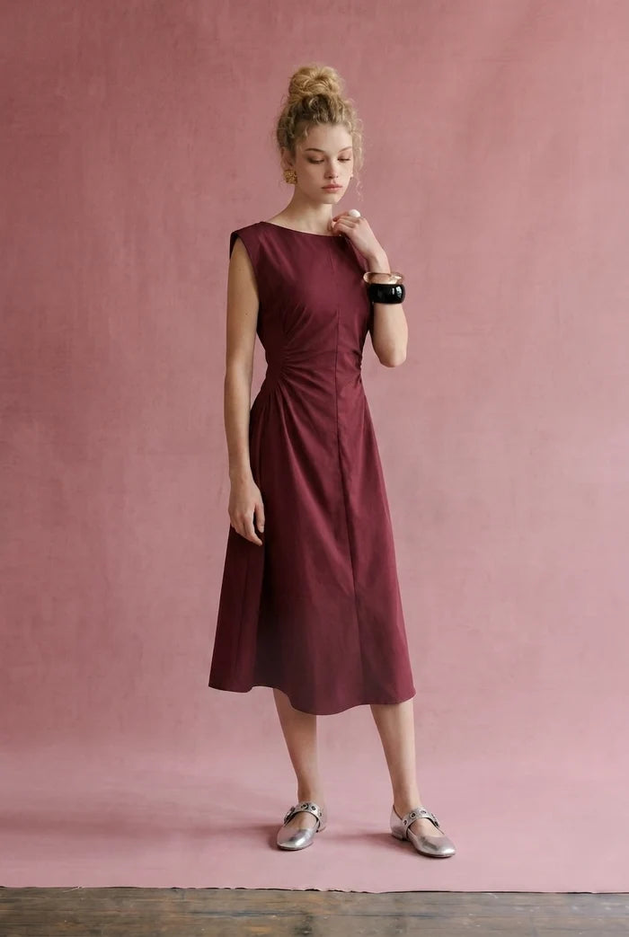 Ruched Waist Midi Dress | 2 Colors Available