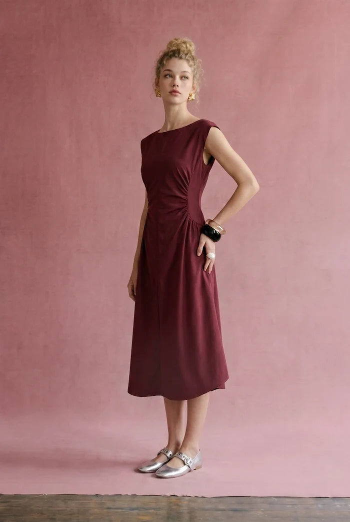Ruched Waist Midi Dress | 2 Colors Available