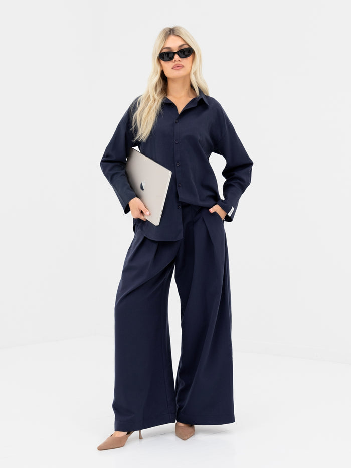 Sabrina Oversized Shirt - Soft Navy