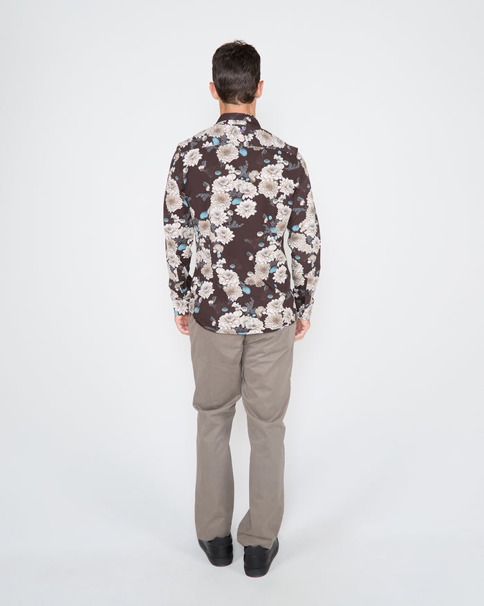 SAWYER SERIOUS FLORAL KNIT SHIRT - BLACK