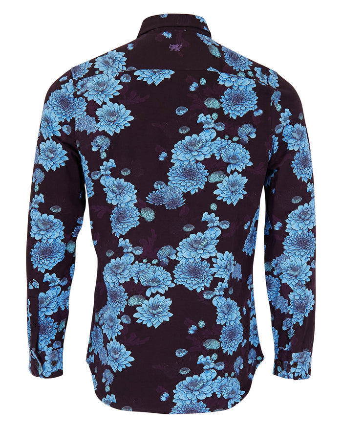 SAWYER SERIOUS FLORAL KNIT SHIRT - PLUM