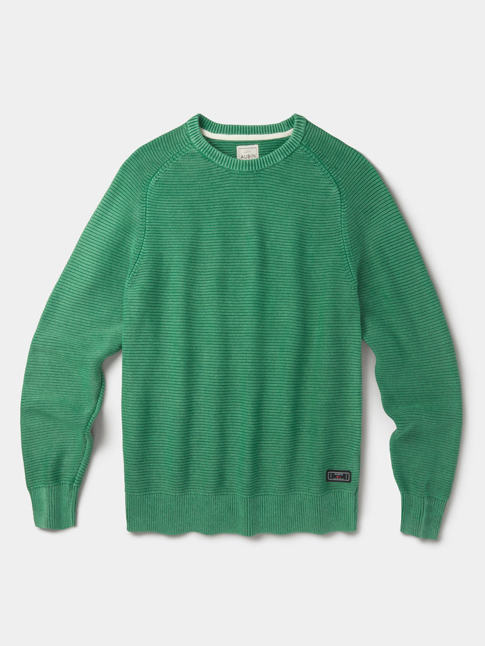 Aubin Green Saxilby Cotton Tuck Stitch Crew | Crew Neck