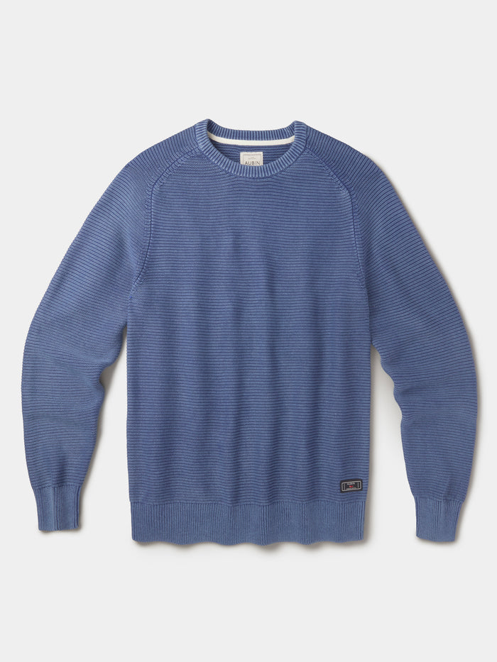 Aubin Navy Saxilby Cotton Tuck Stitch Crew | Crew Neck