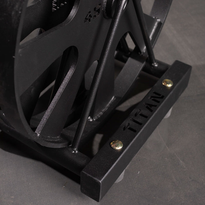Horizontal Wagon Wheel Storage - TITAN Laser Cut Logo on front of the storage
