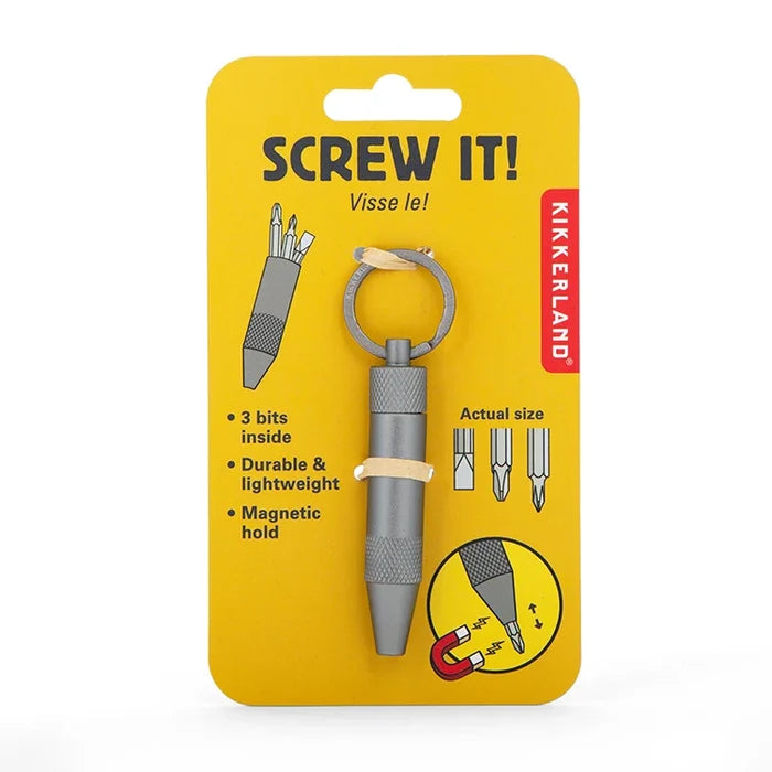 Kikkerland screwdriver set packaging with yellow background
