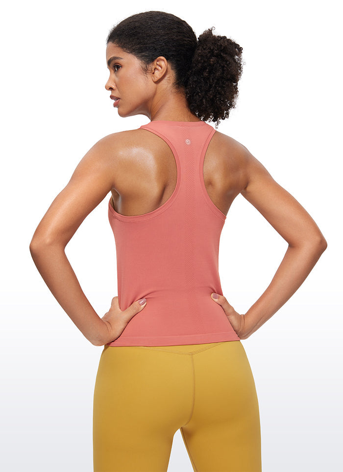 CRZ YOGA Women's Yoga Slim Fit Tops Seamless Workout Tank Scroop Neck Briar Rose