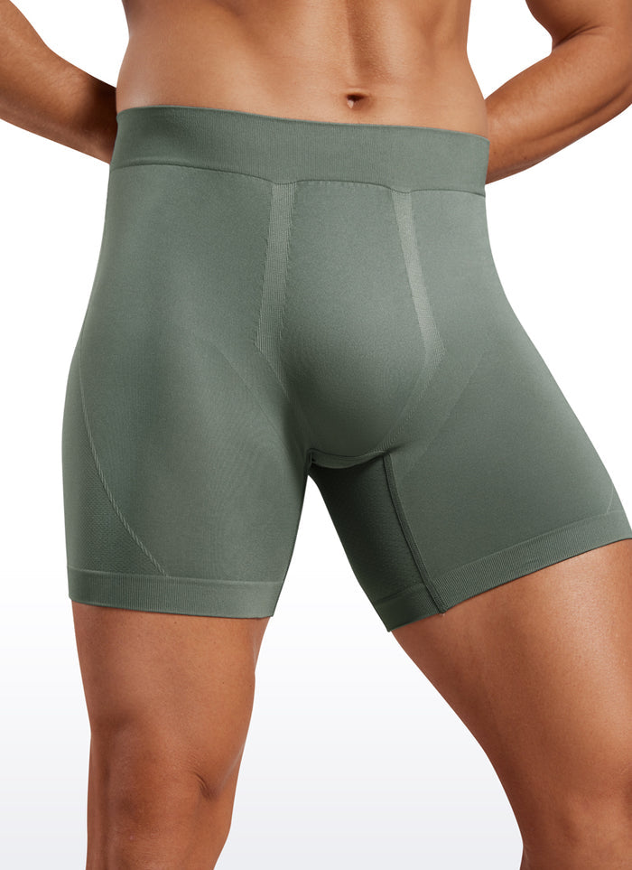 CRZ YOGA Men's Seamless Boxer Briefs Sports Underwear (3-Pack) Grey Sage Slate Blue Gull Gray