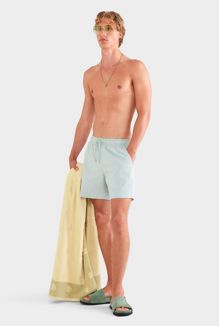 Seersucker Swim Short - Sea Spray Blue