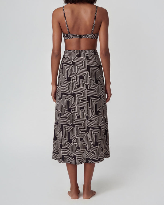 SIENNA INTER TWINE BLACK WOMENS MIDI SKIRT
