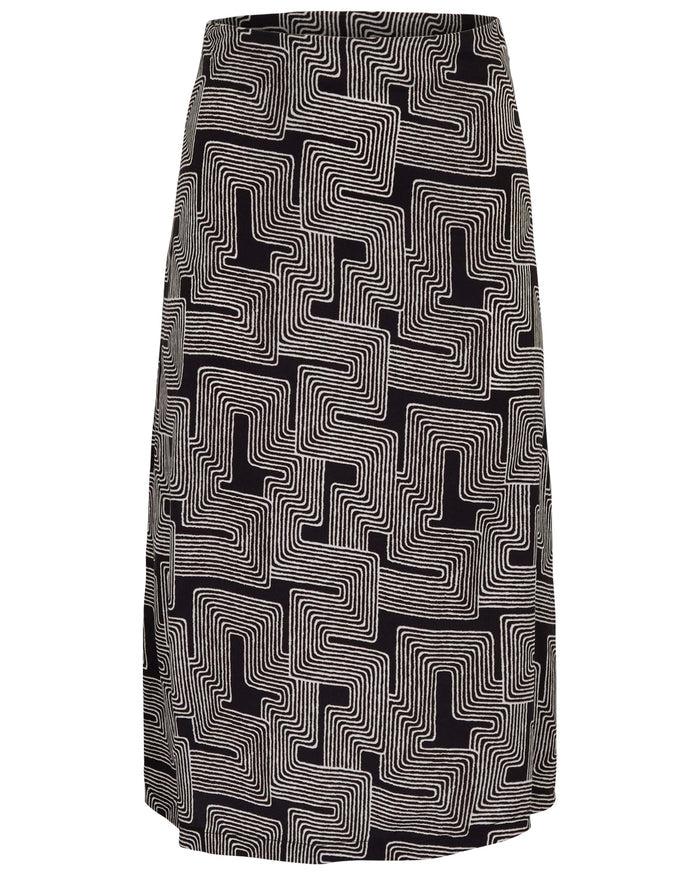 SIENNA INTER TWINE BLACK WOMENS MIDI SKIRT