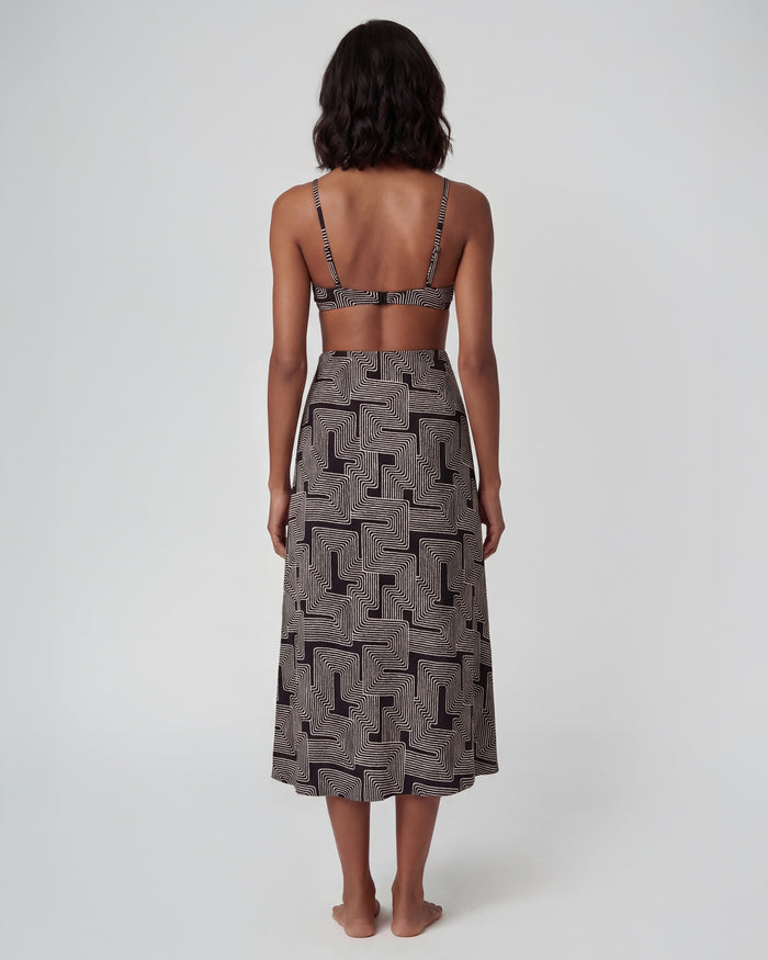 SIENNA INTER TWINE BLACK WOMENS MIDI SKIRT