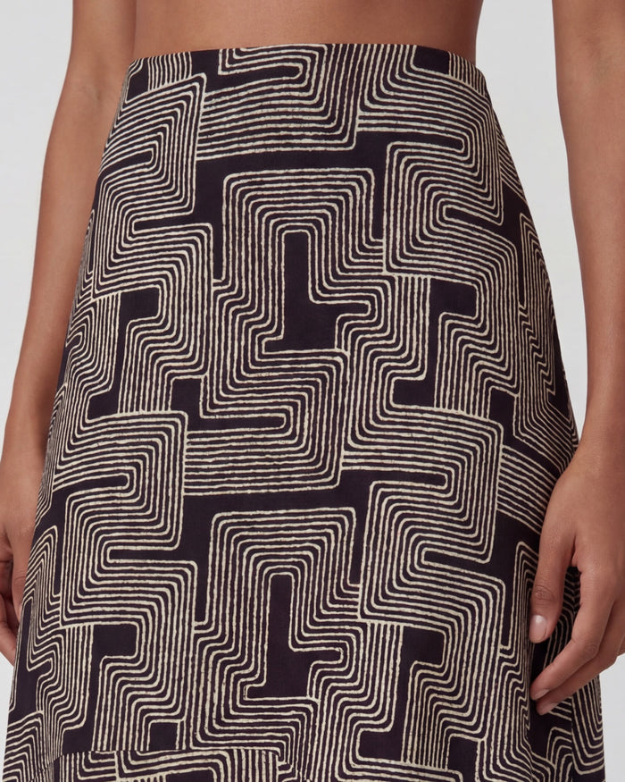 SIENNA INTER TWINE BLACK WOMENS MIDI SKIRT