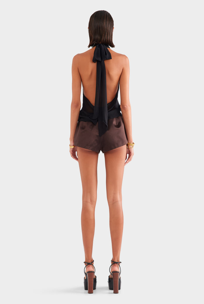 Silk Halter Top - Black