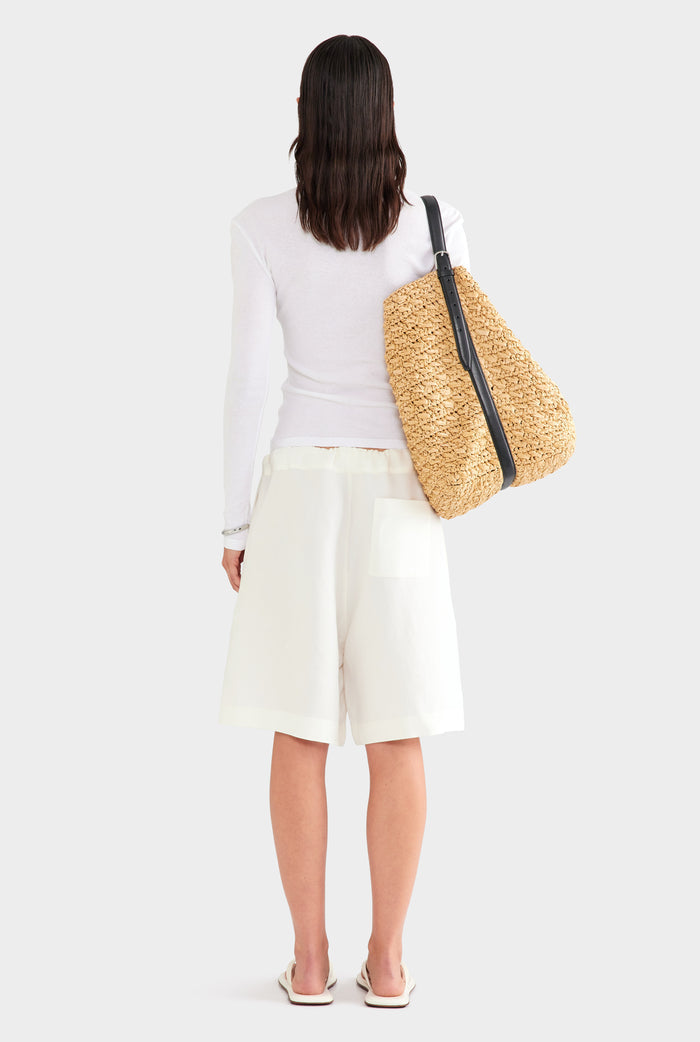 Silk Linen Drawstring Short - Cream