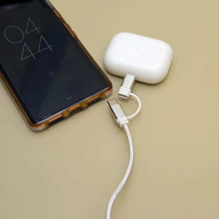 Silver 2-in-1 Braided Cable - The New York Public Library Shop