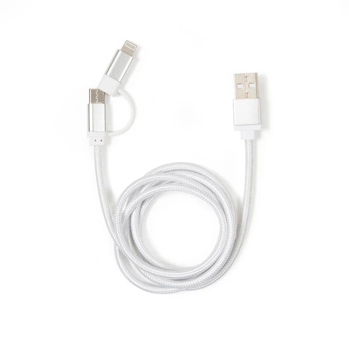 Silver 2-in-1 Braided Cable - The New York Public Library Shop