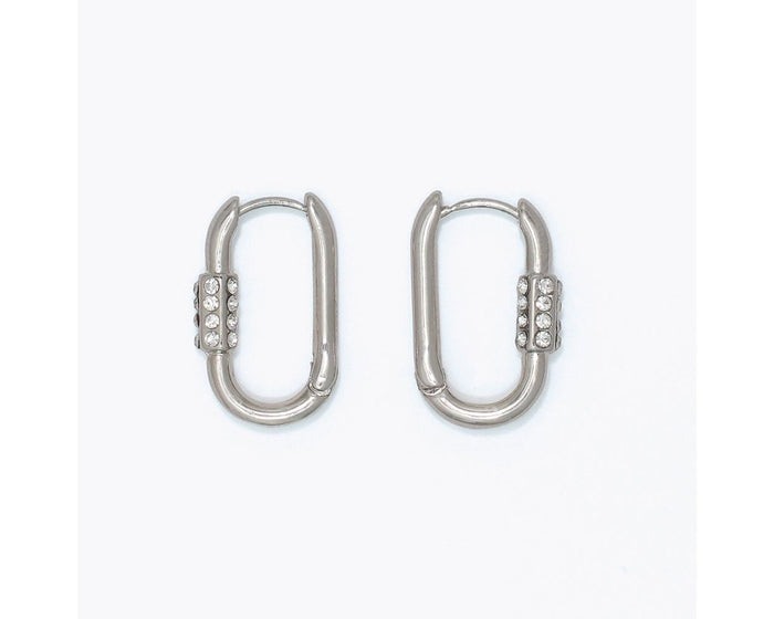 Silver Crystal Hoop Earrings