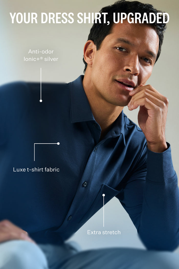 Detailed information of Silver Jersey Button Up in True Navy