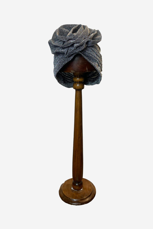 Silver Rosette Detail Lurex Turban image 0