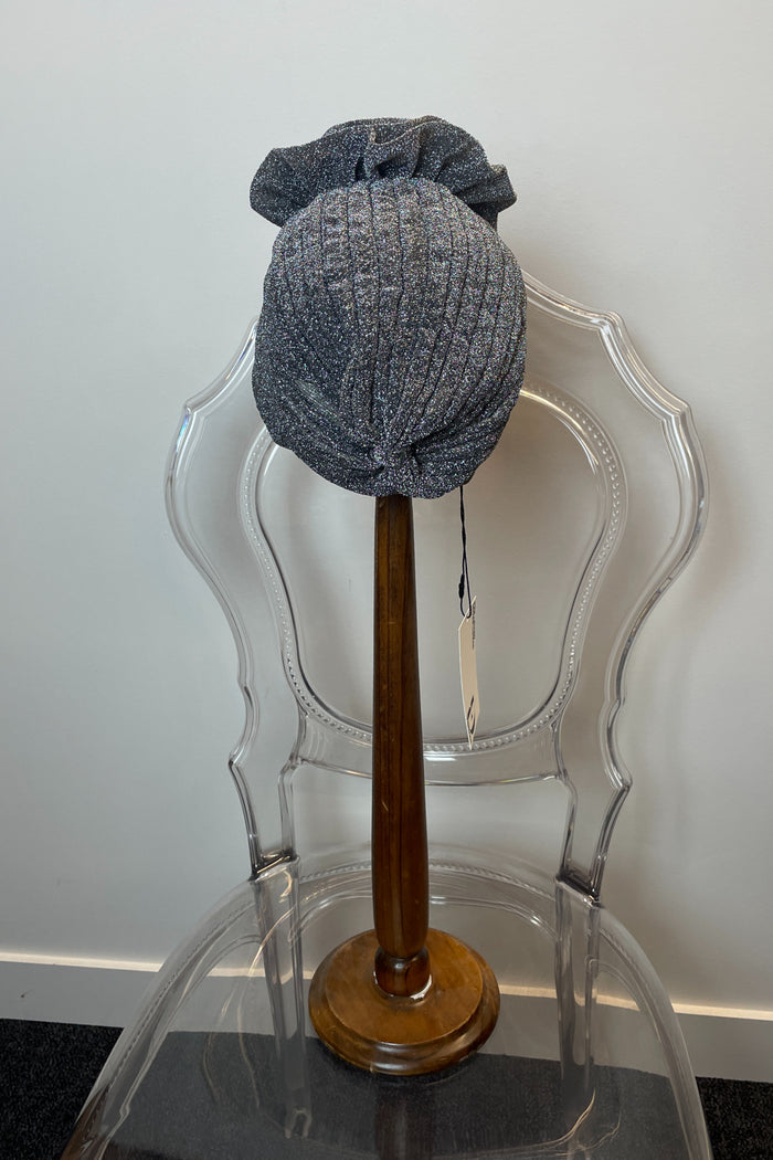 Silver Rosette Detail Lurex Turban image 1