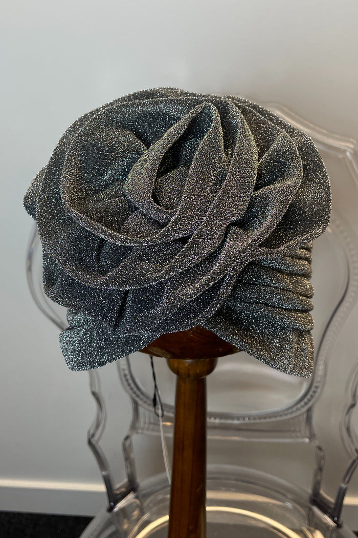 Silver Rosette Detail Lurex Turban image 3