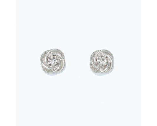 Silver Twist Crystal Earrings
