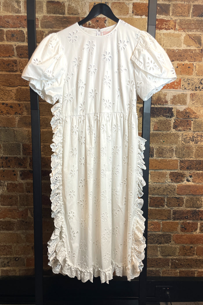 Simone Rocha X H&M White Broderie Anglaise Midi Dress image 3