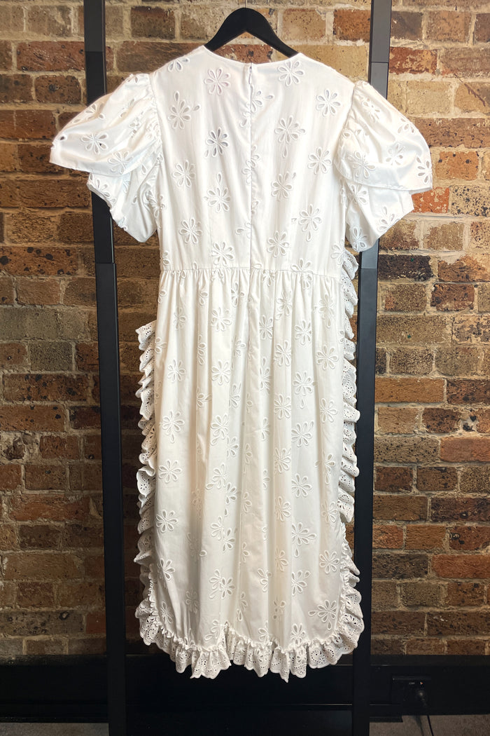Simone Rocha X H&M White Broderie Anglaise Midi Dress image 4