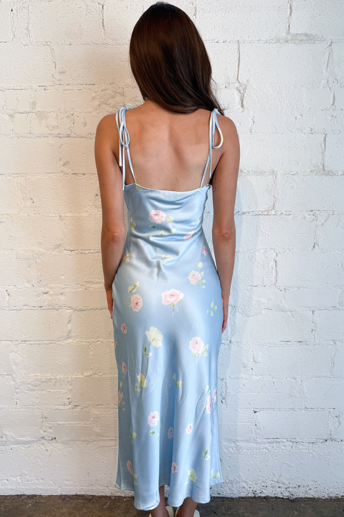Sky Blooms Midi Dress Back, adeline boutique, dallas boutique, boutique
